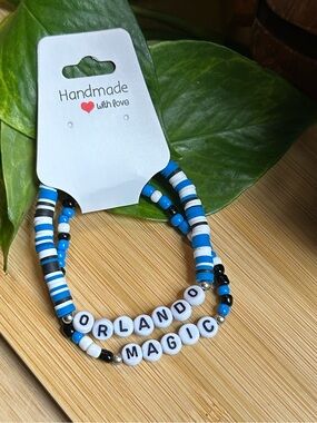 🏀 2-Piece Orlando Magic Stretchy Bracelet Set | Handmade | Beaded